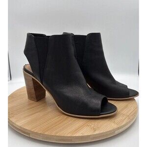 Steve Madden Open Toe Ankle Booties Nobell Womens Size 9M Black Block Heel Peep
